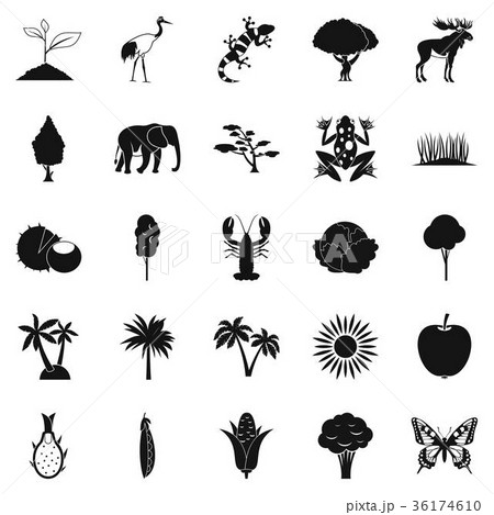 African wildlife icons set, simple style African wildlife icons set, simple style 36174610