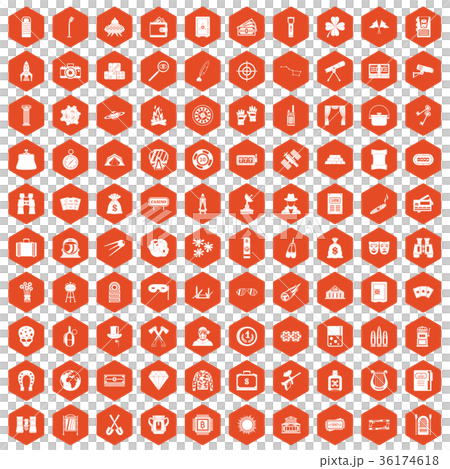 100 adult games icons hexagon orange 36174618