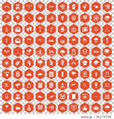 100 arrow icons hexagon orange 36174708