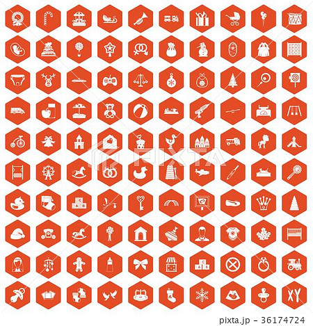 100 baby icons hexagon orange 100 baby icons hexagon orange 36174724