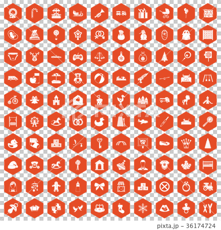 100 baby icons hexagon orange 100 baby icons hexagon orange 36174724
