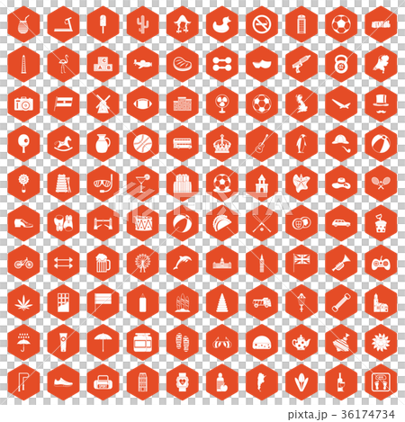 100 ball icons hexagon orange 100 ball icons hexagon orange 36174734