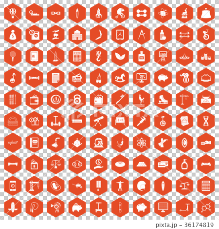 100 balance icons hexagon orange 36174819