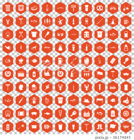 100 beer icons hexagon orange 100 beer icons hexagon orange 36174845