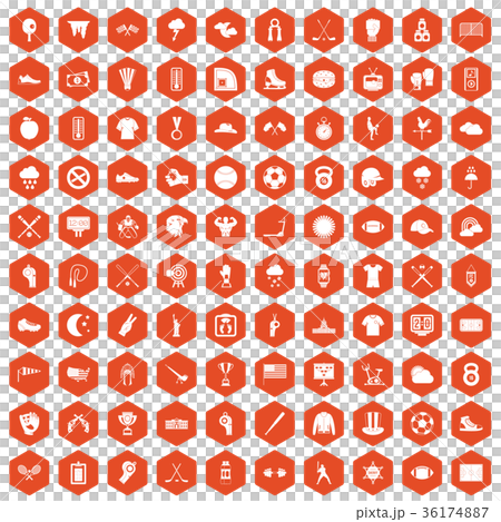100 baseball icons hexagon orange 100 baseball icons hexagon orange 36174887