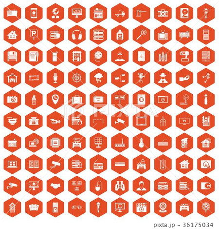 100 camera icons hexagon orange 100 camera icons hexagon orange 36175034