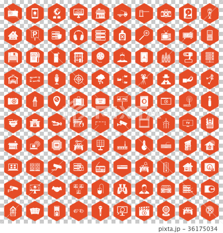 100 camera icons hexagon orange 100 camera icons hexagon orange 36175034