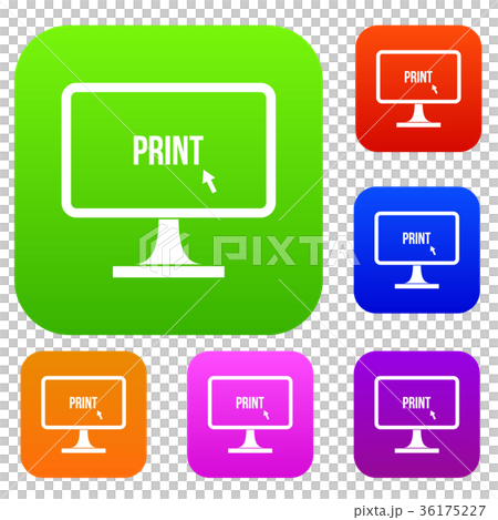 Print word on a computer monitor set collection 36175227