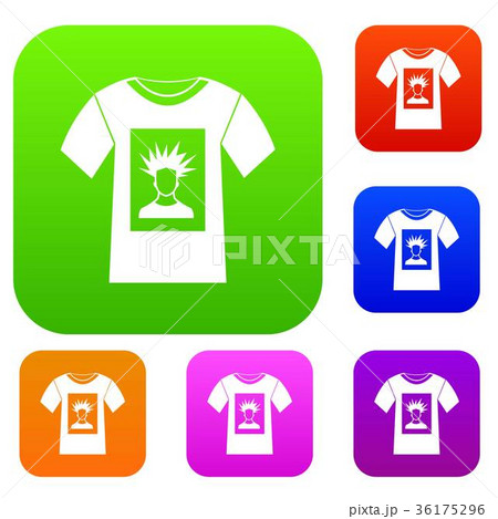 White shirt with print of man portrait set collection 36175296