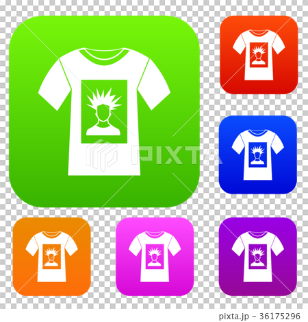 White shirt with print of man portrait set collection 36175296