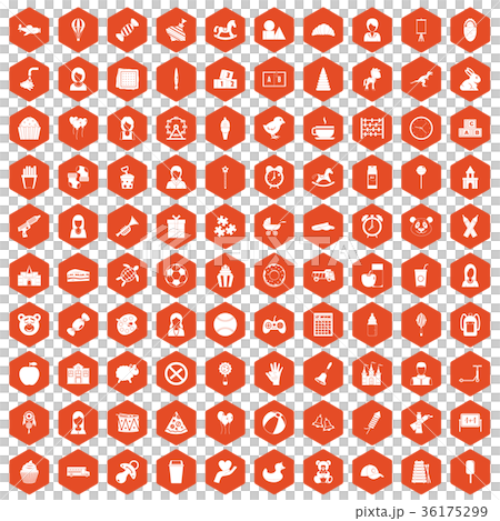 100 child center icons hexagon orange 36175299
