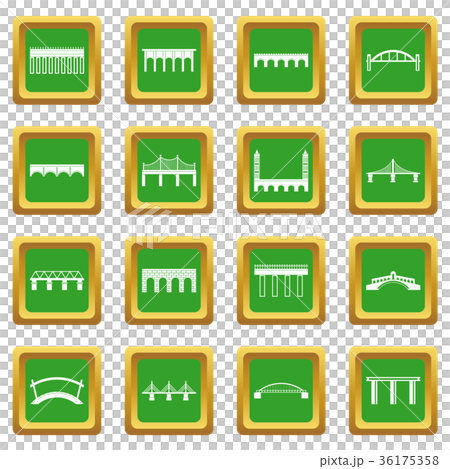 Bridge set icons set green 36175358