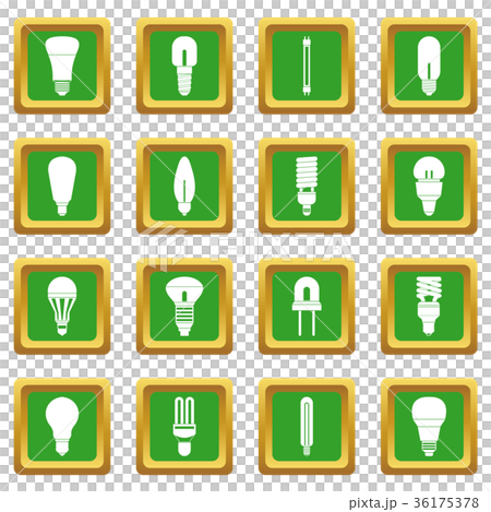 Light bulb icons set green 36175378