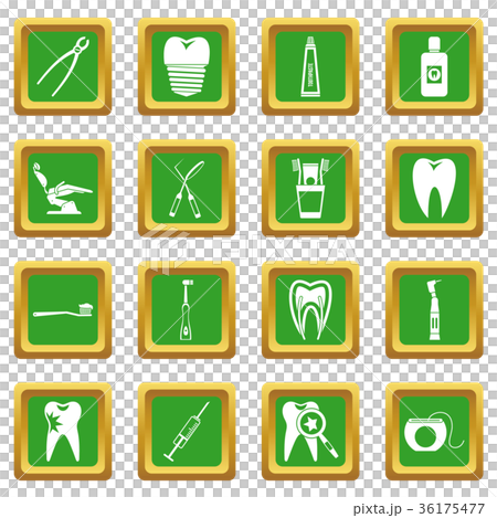 Dental care icons set green Dental care icons set green 36175477