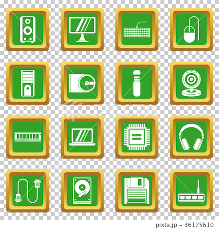 Computer icons set green - Stock Illustration [36175610] - PIXTA