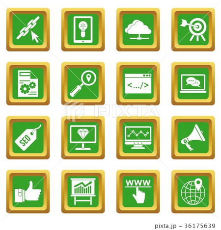 SEO icons set green 36175639