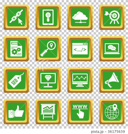SEO icons set green 36175639