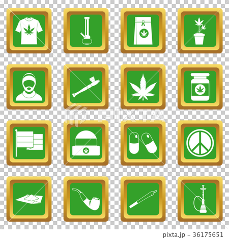 Rastafarian icons set green 36175651