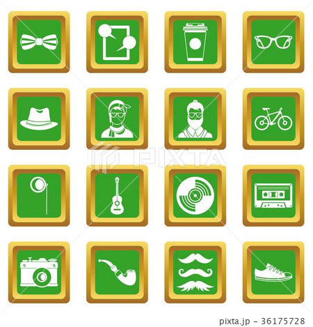 Hipster icons set green 36175728