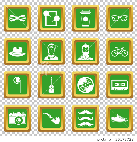 Hipster icons set green 36175728