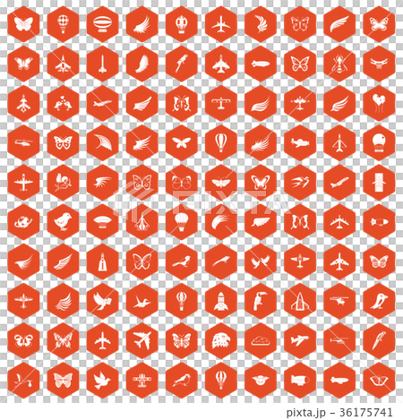 100 fly icons hexagon orange 100 fly icons hexagon orange 36175741