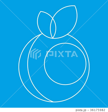 Round apple with leaves icon, outline style Round apple with leaves icon, outline style 36175982