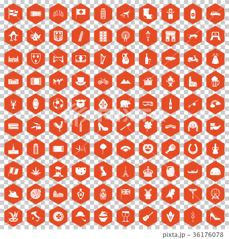 100 Europe icons hexagon orange 100 Europe icons hexagon orange 36176078