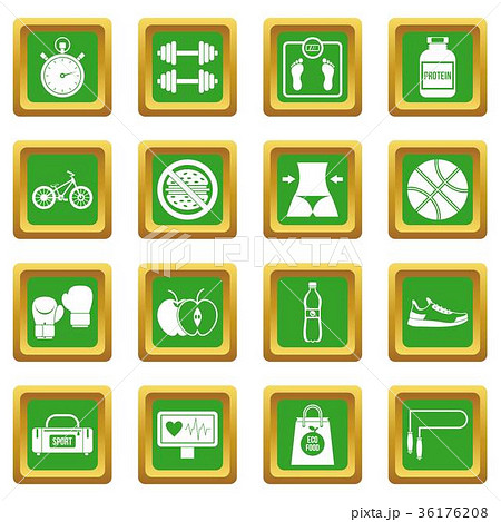 Healthy life icons set green 36176208