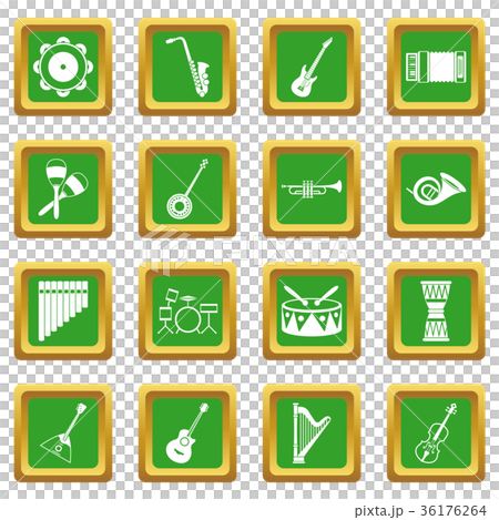Musical instruments icons set green - Stock Illustration [36176264] - PIXTA