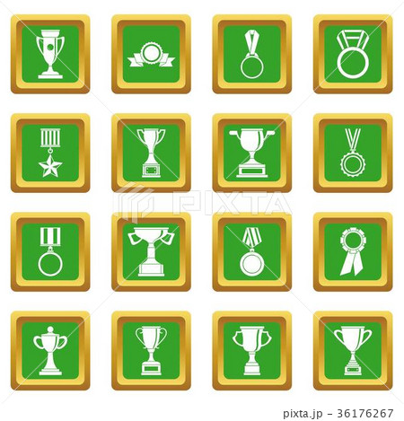 Trophy icons set green Trophy icons set green 36176267