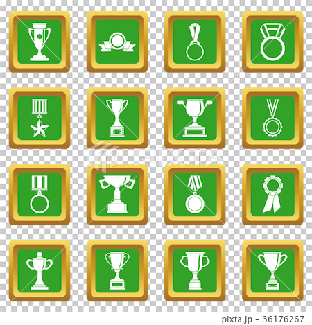 Trophy icons set green Trophy icons set green 36176267