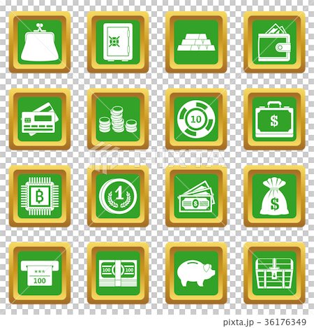 Different money icons set green Different money icons set green 36176349