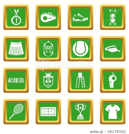 Tennis icons set green Tennis icons set green 36176502