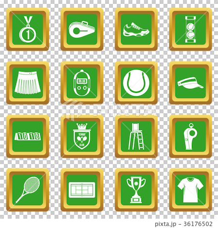 Tennis icons set green Tennis icons set green 36176502