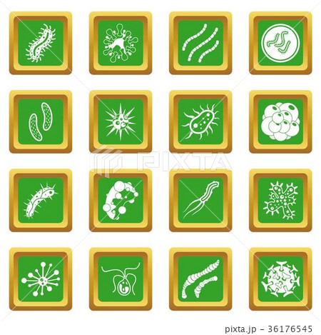 Virus bacteria icons set green 36176545
