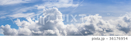 Panoramic blue sky with fluffy clouds Panoramic blue sky with fluffy clouds 36176954