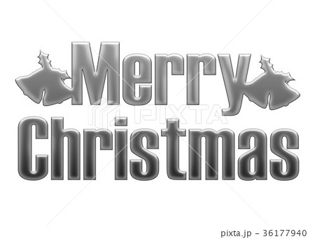 Silver Metallic Relief Gothic Merry Christmas Stock Illustration