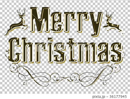 Gold metallic relief gothic merry christmas logo, art nouveau ornament Gold metallic relief gothic merry christmas logo, art nouveau ornament 36177945