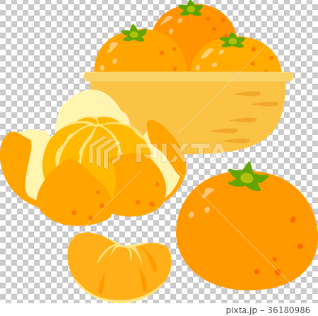 Tangerine filled with basket and peeled orange 36180986