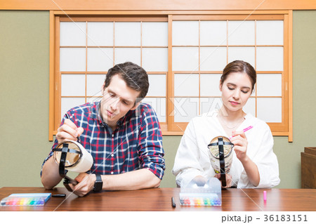 インバウンドツーリスト　文化体験　行灯　提灯　 36183151