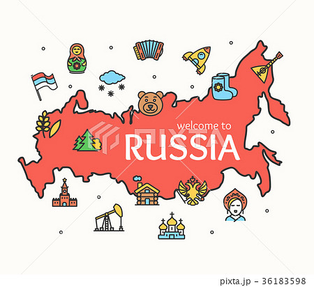 Russia Design Template Line Icon Welcome Concept Russia Design Template Line Icon Welcome Concept 36183598