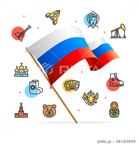 Russia Design Template Line Icon Concept and Flag Russia Design Template Line Icon Concept and Flag 36183609