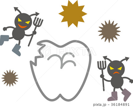 虫歯とバイキンのイラスト素材