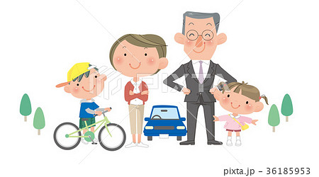 若い家族。車の前で。 36185953