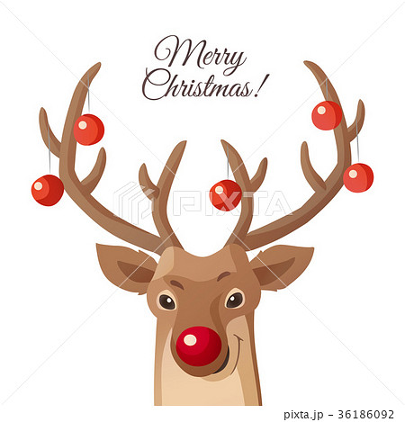 Cartoon Christmas illustration. Funny Rudolph red Cartoon Christmas illustration. Funny Rudolph red 36186092