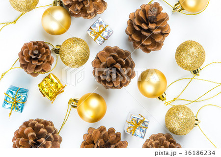 Christmas or New Year background with pine cones Christmas or New Year background with pine cones 36186234
