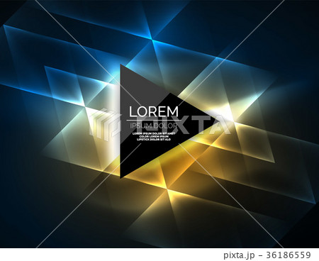 Color neon glowing triangles, abstract background 36186559