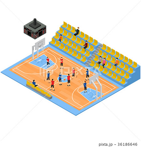 Basketball Field and Tribune 3d Isometric View 36186646