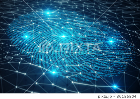 3D illustration Fingerprint scan provides security 36186804