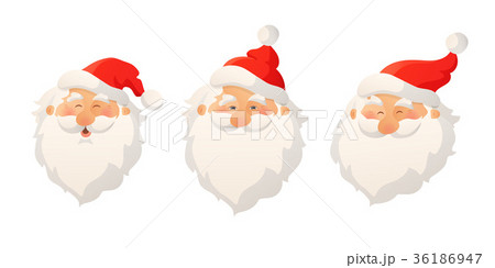 Happy smiling Santa Claus head with red hat and 36186947